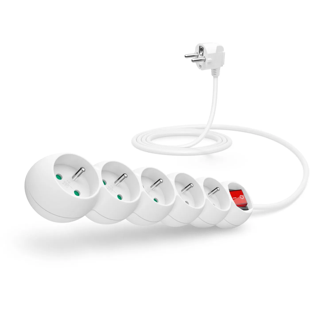 Prodlužovací kabel Connect IT CI-1286, 2 m, 5 zásuvek, vypínač, bílý