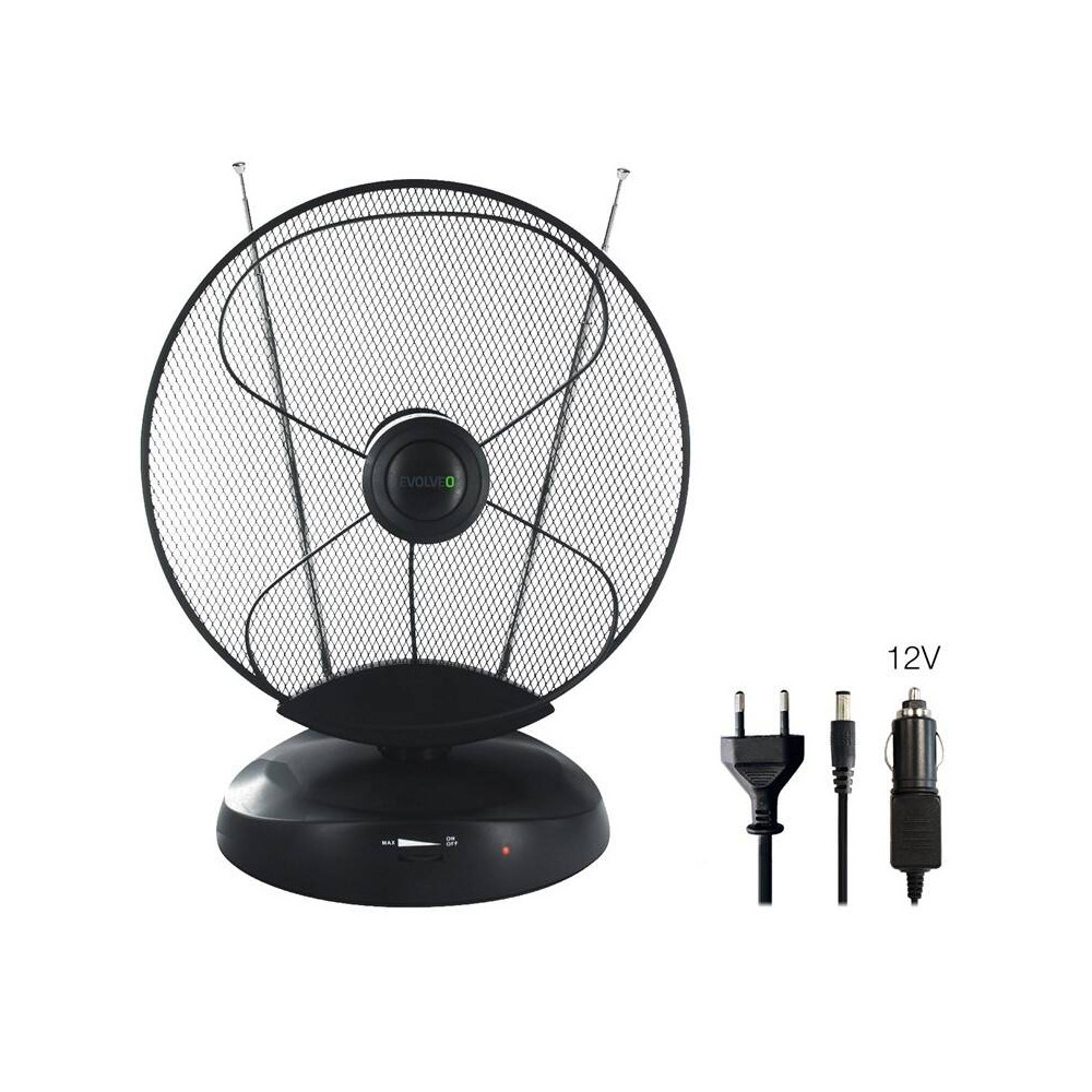 Anténa pokojová Evolveo Xany 4 LTE 230/12V, 50dBi aktivní pokojová DVB-T/T2, LTE filtr, 50 dBi, LTE filtr