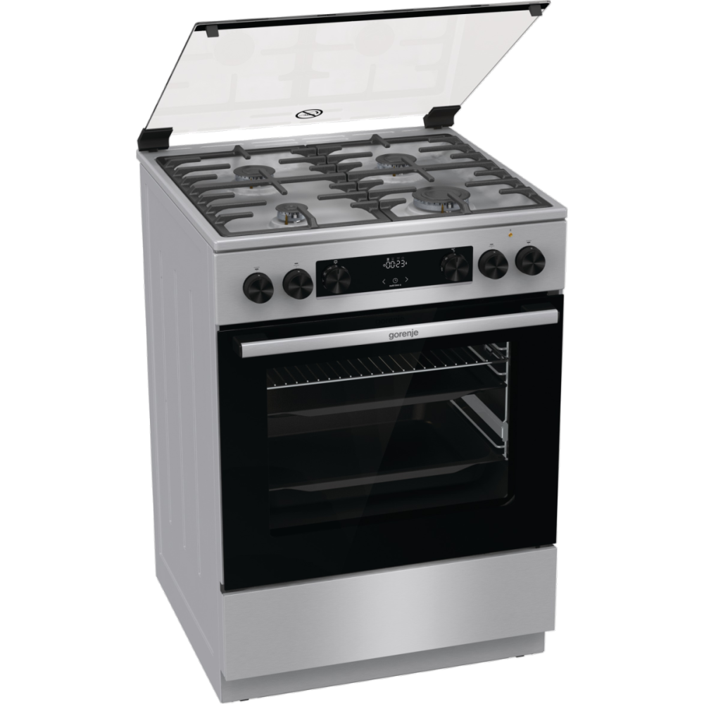 Kombinovaný sporák Gorenje GKS6C70X, A, 60 cm, 71 l, 11 f, nerez