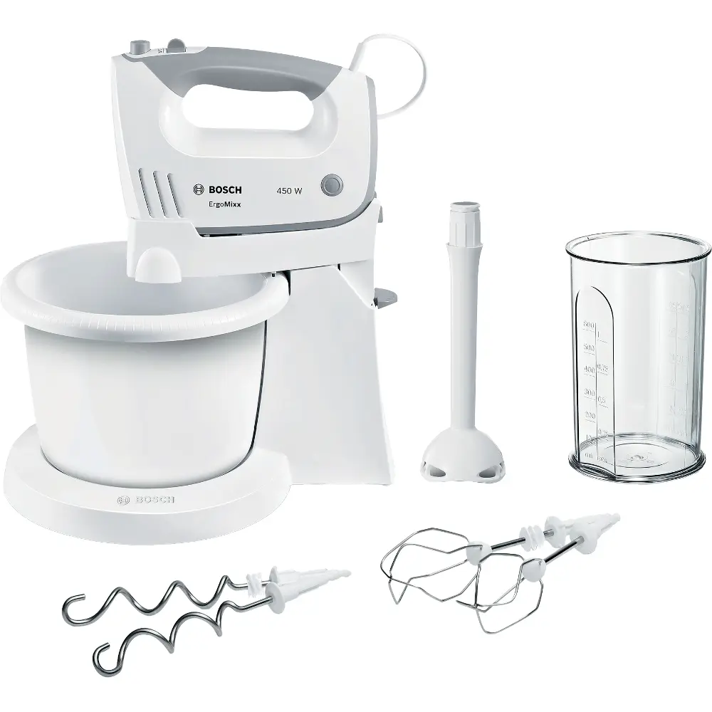 Ruční šlehač ErgoMixx Bosch MFQ 36445 s mísou, 450 W, bílý