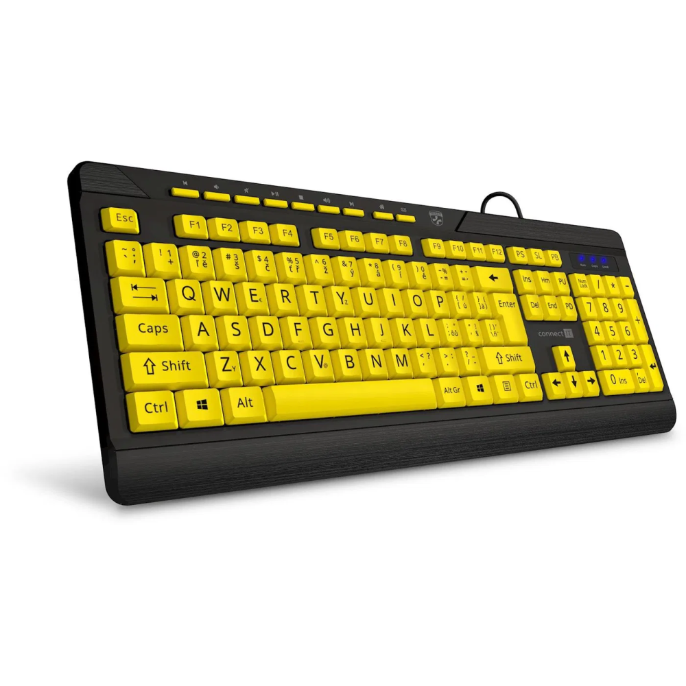 Klávesnice pro seniory/děti CONNECT IT FOR HEALTH CONTRAST, žluto-černá, CZ/SK