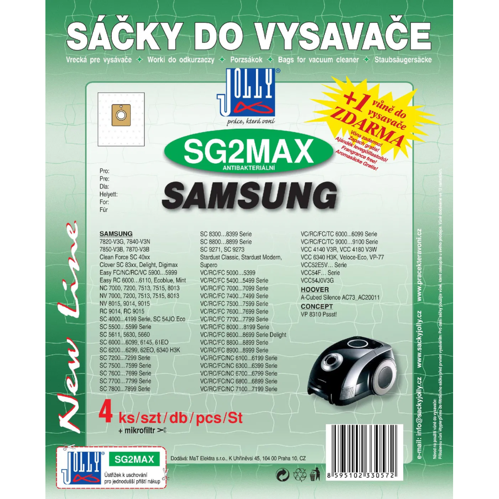 Sáčky do vysavače Samsung SG2 MAX, antibakteriální, 4 ks (MAXSG2)