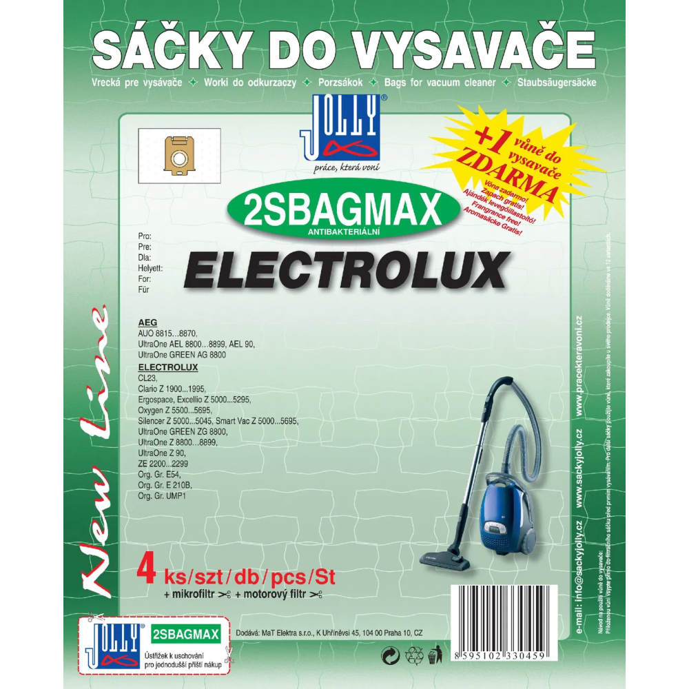 Sáčky do vysavače Jolly 2SBAG MAX, antibakteriální, textilní, 4 ks