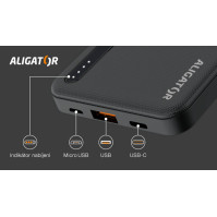 Powerbanka Aligator PBAL1050, 10 000 mAh, Power Delivery 20W, černá
