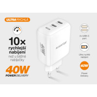 Chytrá síťová nabíječka ALIGATOR CHPD0023, 40 W, 2x USB-C