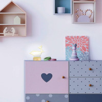 Stolní LED lampička Rabalux Akali 76002, dřevo/průhledná