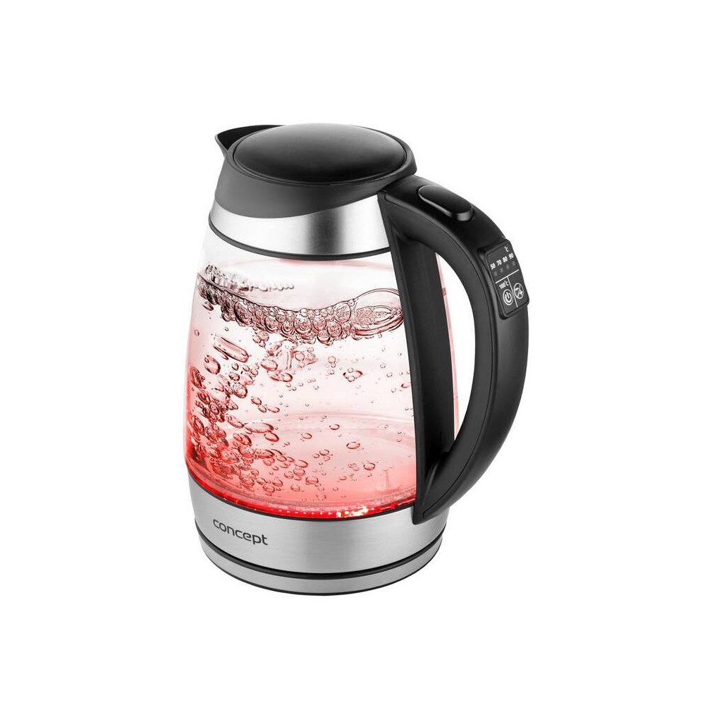 Rychlovarná konvice Concept RK4120, 1,7l, 2200 W, 5 teplot, černá/sklo