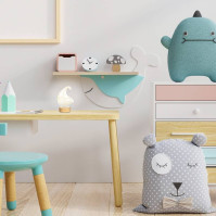 Dětská dekorativní stolní LED lampička Rabalux Akali 76001, dřevo/průhledná