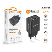 Nabíječka do sítě Aligator CHA0038 2,4A, 2x USB, smart IC, černá