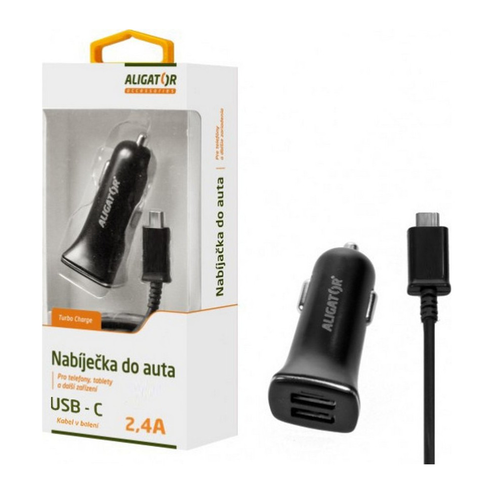 Nabíječka do auta Aligator CHA0009, 2,4A, USB-C, 2x USB, černá