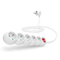 Prodlužovací kabel Connect IT CI-1285, 5 zásuvek, 3 m, s vypínačem, bílý