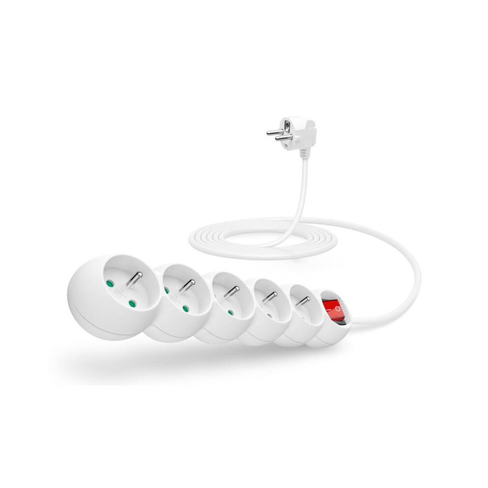 Prodlužovací kabel Connect IT CI-1285, 5 zásuvek, 3 m, s vypínačem, bílý