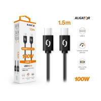 Kabel Aligator Power 100W, DATKP46, USB-C/USB-C, 5A, 1,5 m, černý