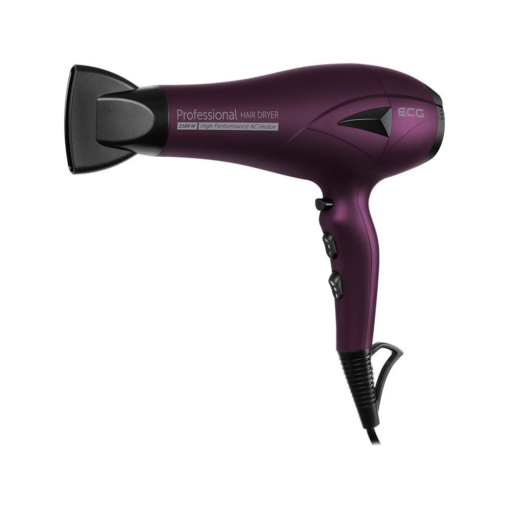Fén na vlasy ECG VV 3121, 2100 W, 2 rychlosti, 3 stupně teploty, ion, difuzér