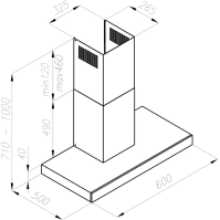Komínový odsavač par Guzzanti GZ 600B, C, 60 cm, černý