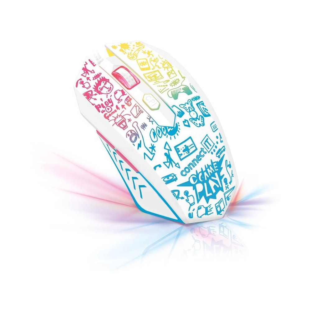 Drátová optická herní myš Connect IT Doodle WHITE Limited Edition CMO-1144-DD, 999 ks