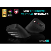 Vertikální ergonomická myš Connect IT Verti TriMode (CMO-2880-BK), černá