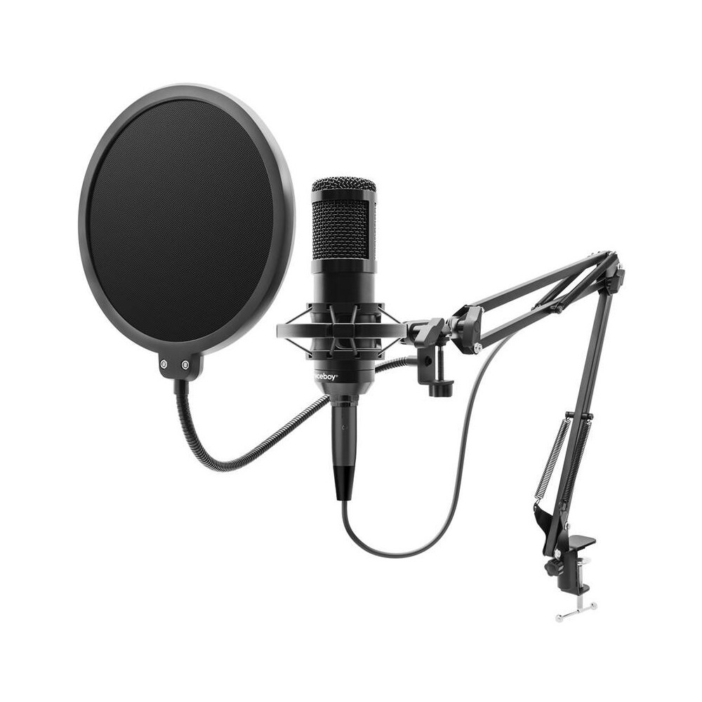 Stolní mikrofon Niceboy VOICE Handle, držák, černý