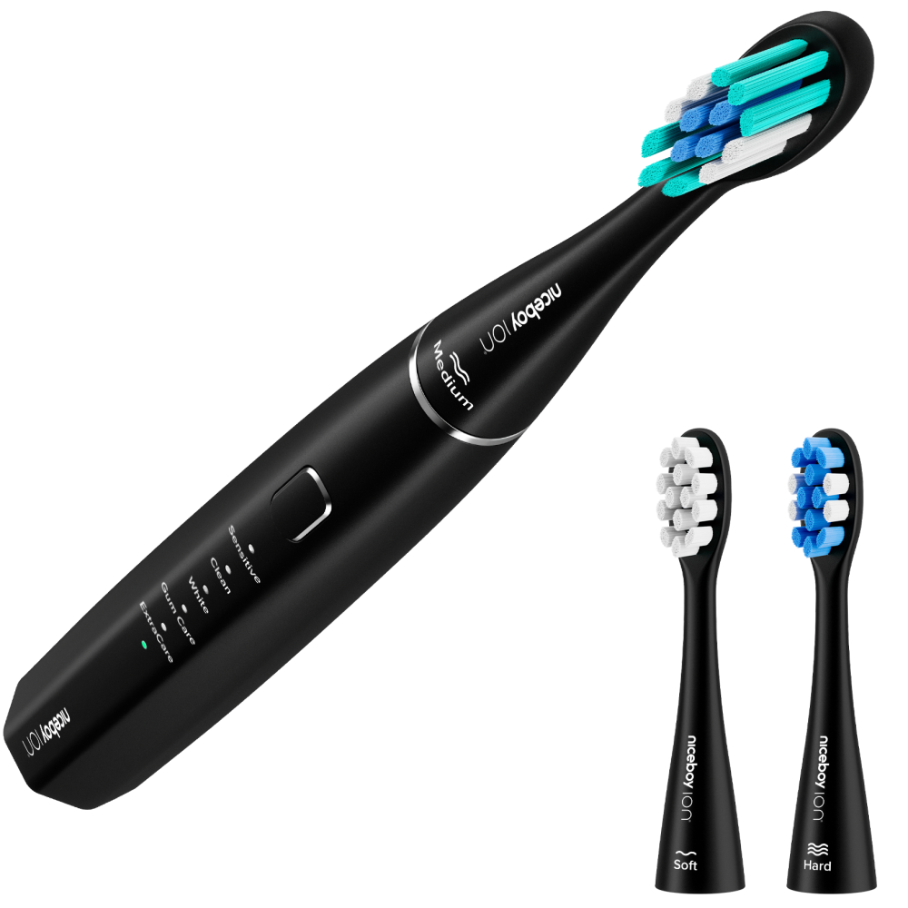 Sonický dobíjecí zubní kartáček Niceboy ION Sonic Black, 5 režimů, 43000 kmitů/s