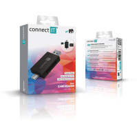 Čtečka paměťových karet Connect IT USB-C/USB-A (CFF-1020-BK), černá