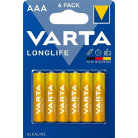 Baterie AAA Varta alkalická LongLife (4103101416), 1,5V nenabíjecí, 6 ks