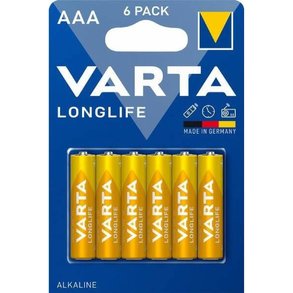 Baterie AAA Varta alkalická LongLife (4103101416), 1,5V nenabíjecí, 6 ks