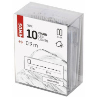 LED vánoční nano řetěz stříbrný EMOS D3AC06, 0,9 m, 2x AA, vnitřní, studená bílá, časovač