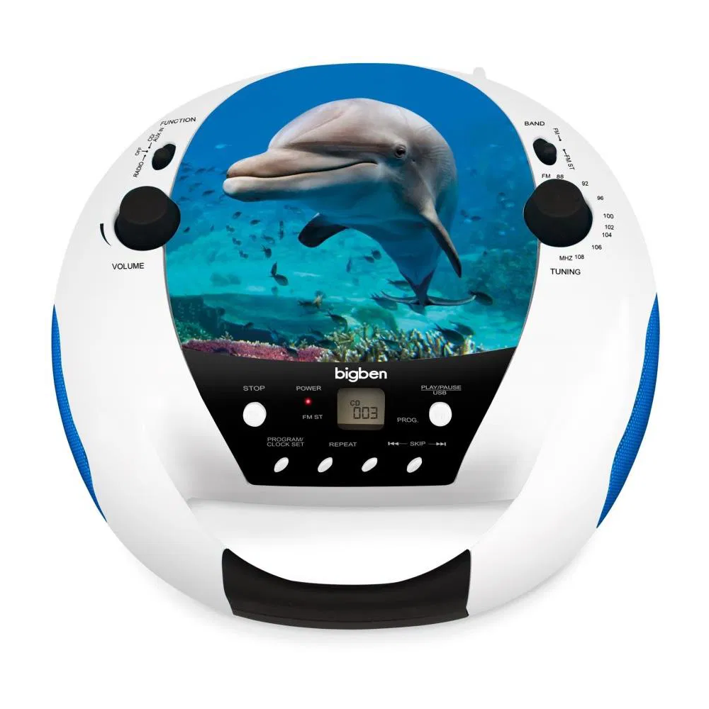 Radiomagnetofon s CD přehrávačem Bigben CD52DOLPHIN, FM, CD/MP3, delfín