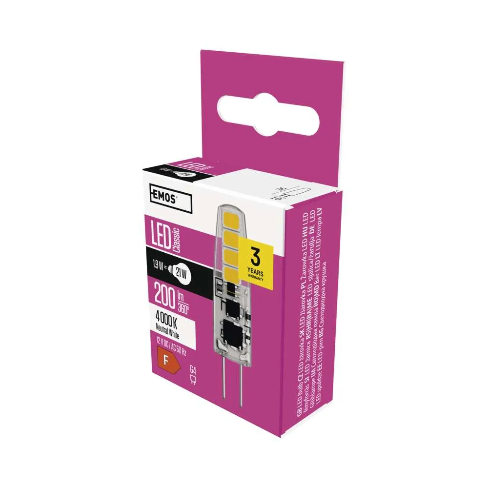 LED žárovka EMOS Classic JC / G4 / 1,9 W (21 W) / 200 lm / neutrální bílá