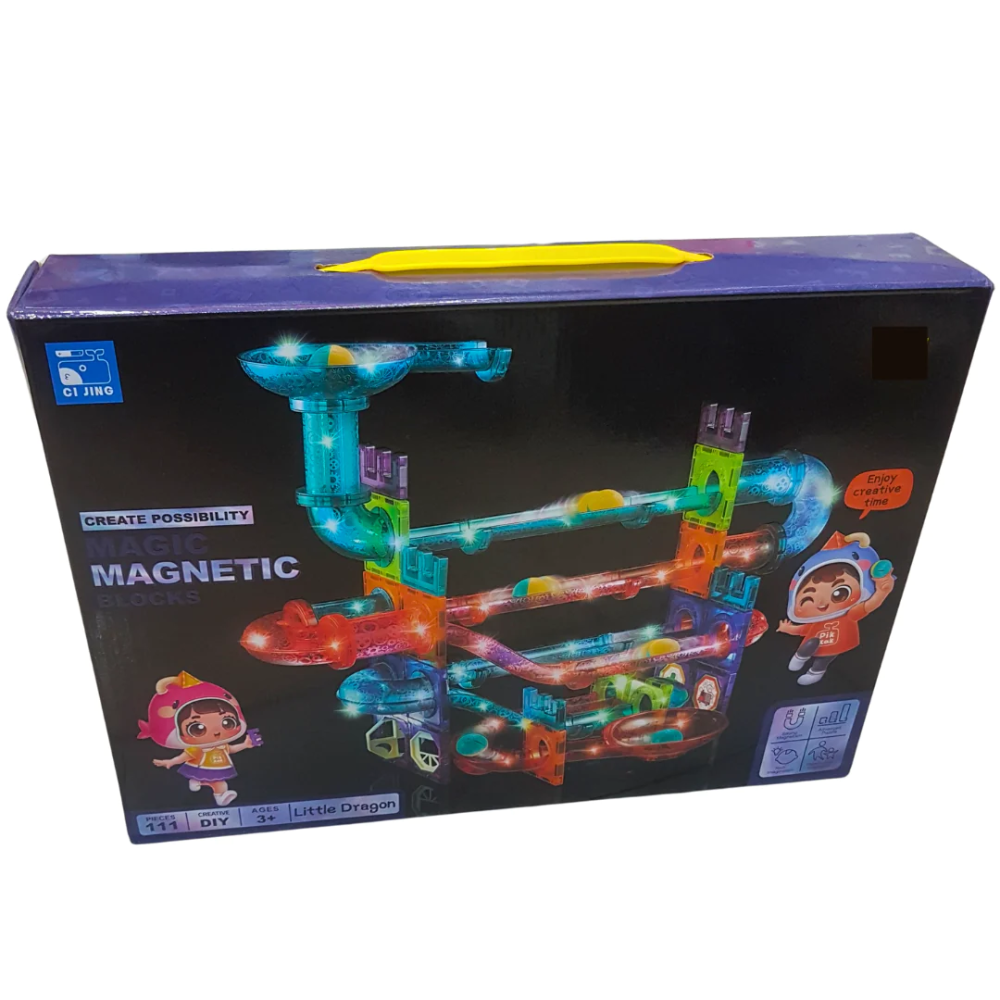 Svítící konstrukční 3D stavebnice Magic Blocks, 111 ks, skládačka, kulodrom