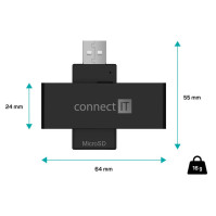 Čtečka eObčanek Connect IT CFF-3000-BK, černá