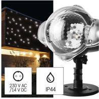 LED dekorativní projektor EMOS DCPC03, padající vločky, venkovní i vnitřní, bílá