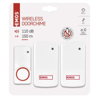 Bezbateriový domovní bezdrátový zvonek EMOS P5750.2R do zásuvky, 110 dB, dosah 150 m
