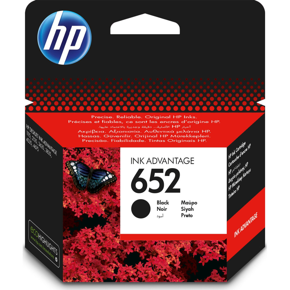 Inkoustová náplň HP 652 (F6V25AE), 360 stran, originální, černá