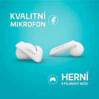 Sluchátka LAMAX Clips1 ANC (LXCPS1ACWA), BT, 10 h, HF, bílá