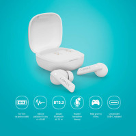 Sluchátka LAMAX Clips1 ANC (LXCPS1ACWA), BT, 10 h, HF, bílá