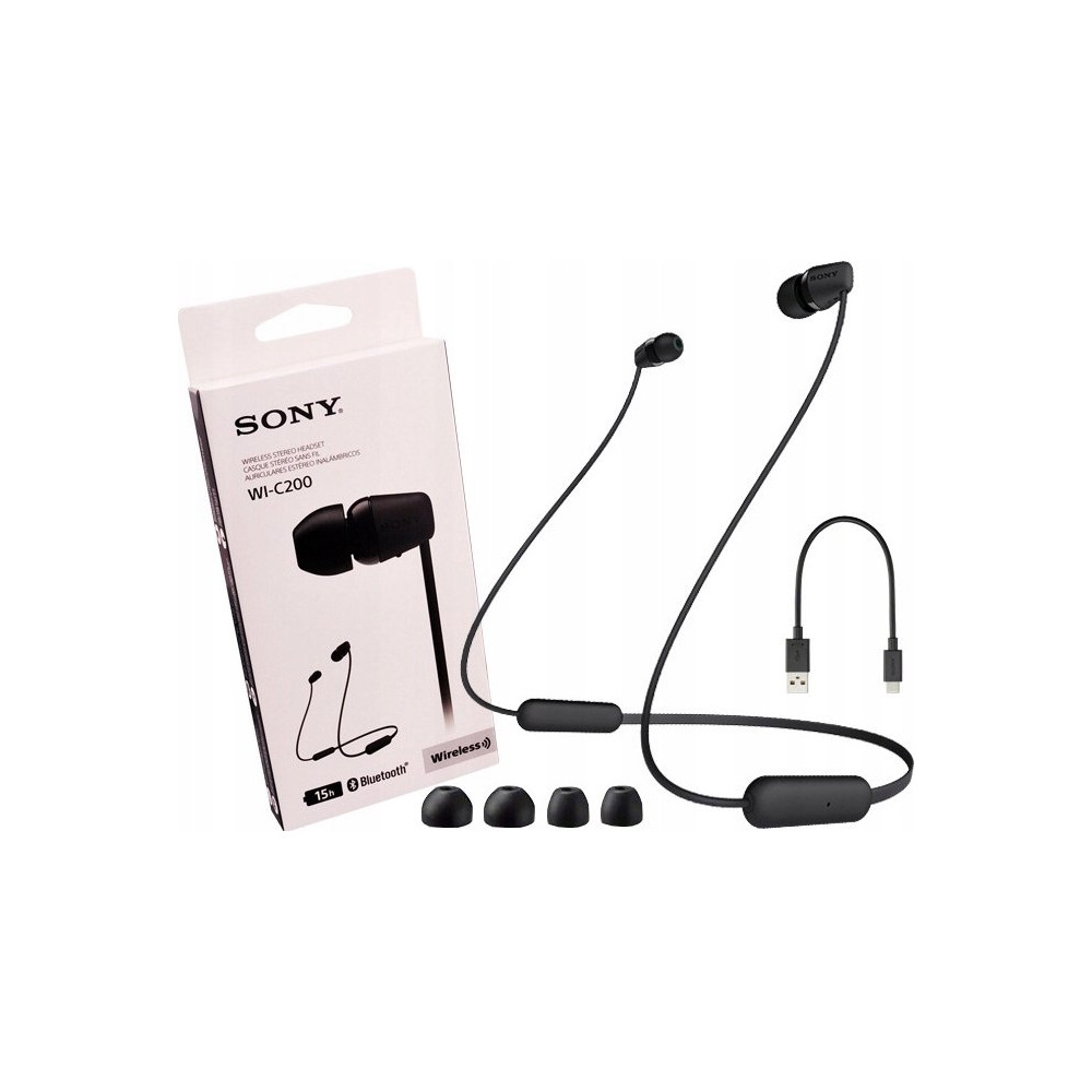 Bezdrátová sluchátka Sony WI-C200, BT, 15 h, HF, bílá