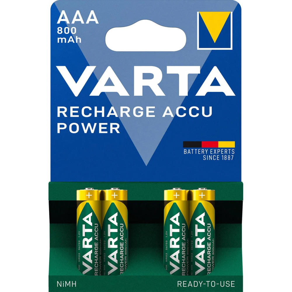 Nabíjecí baterie Varta Power AAA 800 mAh, 4 ks, 56703101404