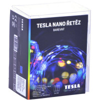 Vánoční osvětlení Tesla Lightning nano řetěz 50 LED (VONABA5MIO1C), RGB, 5m + 30cm kabel, 3x AA baterie, časovač, IP44