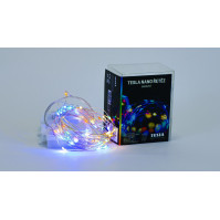 Vánoční osvětlení Tesla Lightning nano řetěz 50 LED (VONABA5MIO1C), RGB, 5m + 30cm kabel, 3x AA baterie, časovač, IP44