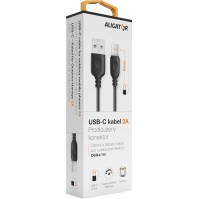 Kabel Aligator USB/USB-C s prodlouženým konektorem DKAC82BK, 1 m, černý