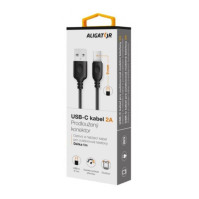 Kabel Aligator USB/USB-C s prodlouženým konektorem DKAC82BK, 1 m, černý