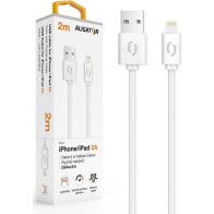 Datový a nabíjecí kabel Lightning na USB Aligator DAKA008, 2A, 2 m, bílá