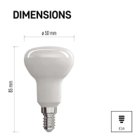 LED žárovka E14, 4 W (39 W), Classic R50, EMOS ZQ7221, 450 lm, neutrální bílá