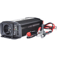 Měnič napětí Solight IN06 z 12 V na 230 V, 300W, kovový, černý, 12V + USB 500 mA
