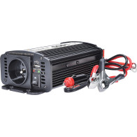 Měnič napětí Solight IN06 z 12 V na 230 V, 300W, kovový, černý, 12V + USB 500 mA