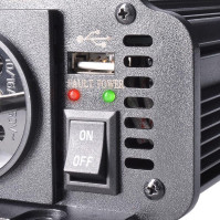 Měnič napětí Solight IN06 z 12 V na 230 V, 300W, kovový, černý, 12V + USB 500 mA