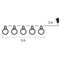 LED světelný řetěz EMOS DCPM01, 10x párty žárovky, 5 m, venkovní i vnitřní, multicolor