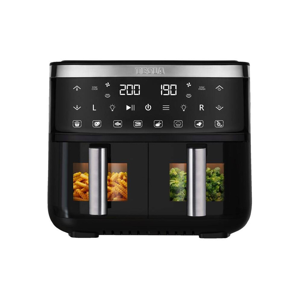 Horkovzdušná fritéza Tesla AirCook DualZone Q450 XXL Black, 7,6 l, 2850 W, černá