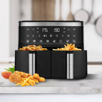 Horkovzdušná fritéza Tesla AirCook DualZone Q450 XXL Black, 7,6 l, 2850 W, černá